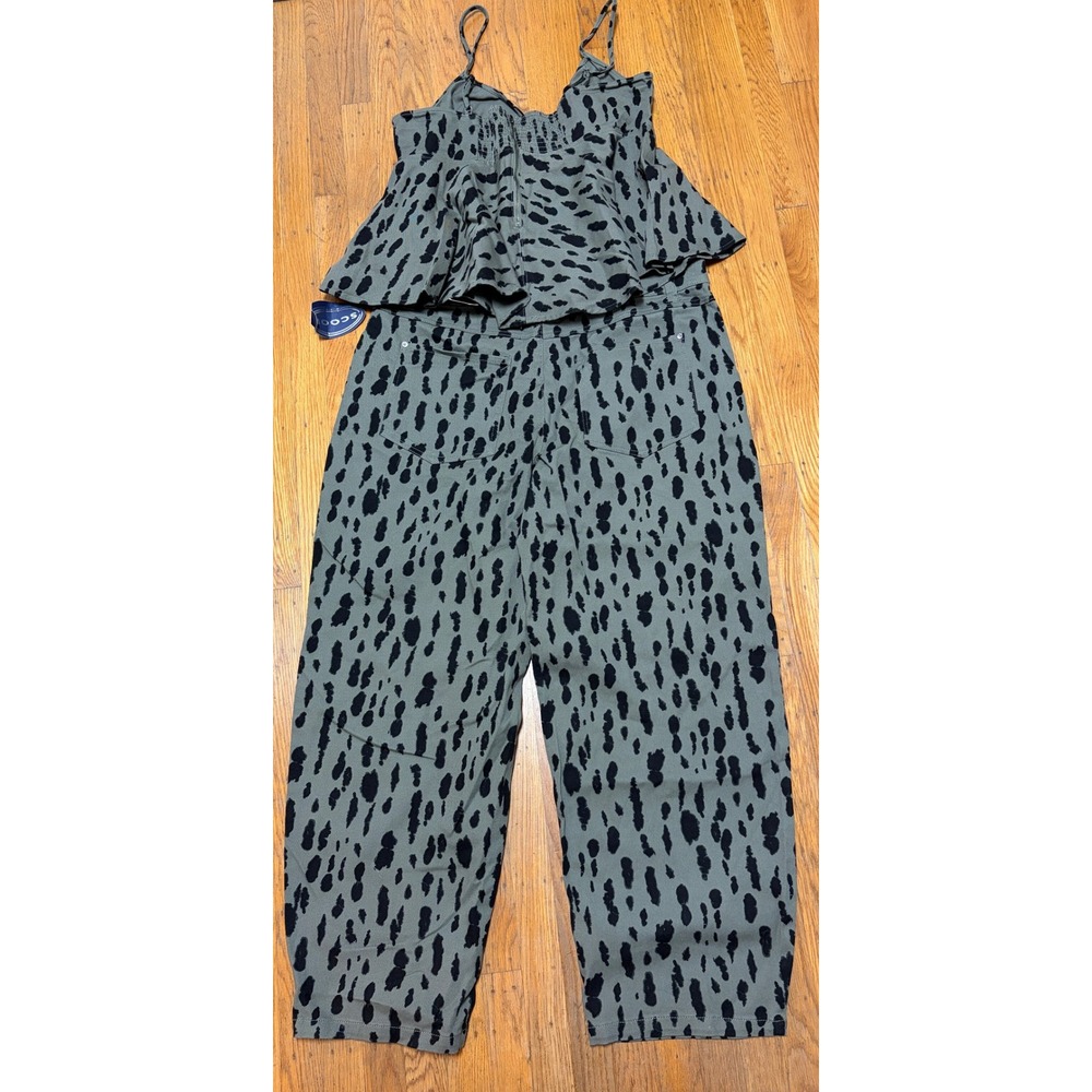 NWT Scoop 3pc Set Leopard Cheetah Denim Jacket Barrel Jeans Peplum Top XL Sz 18 - Picture 6 of 12